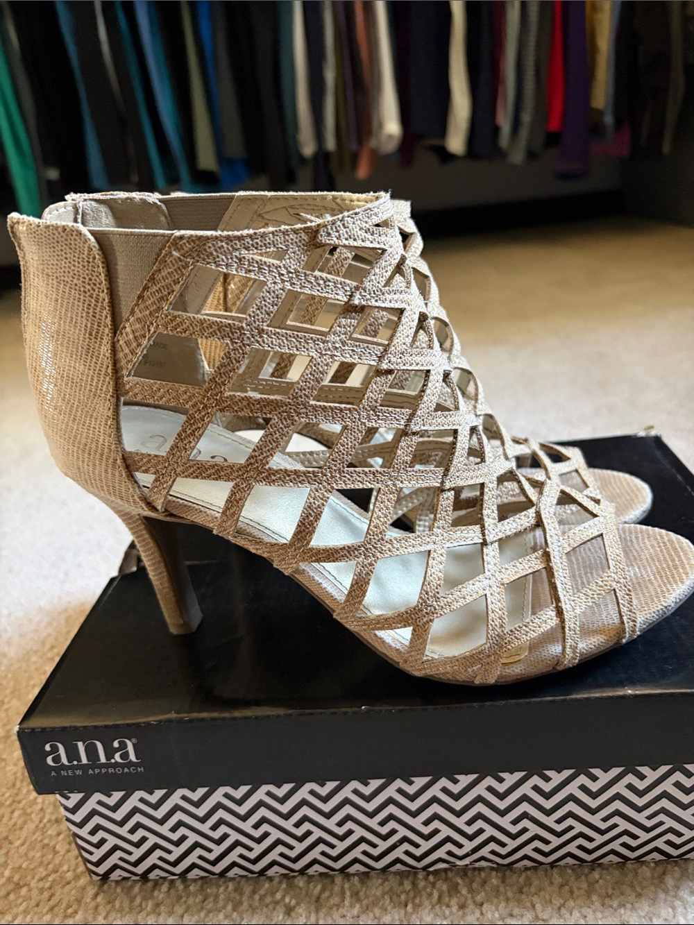 a.n.a Taupe Cage Strappy High Heel Sandals